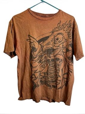 Vintage Converge Band Tee Orange Mineral Wash Skull Hardcore Grunge Metal XL